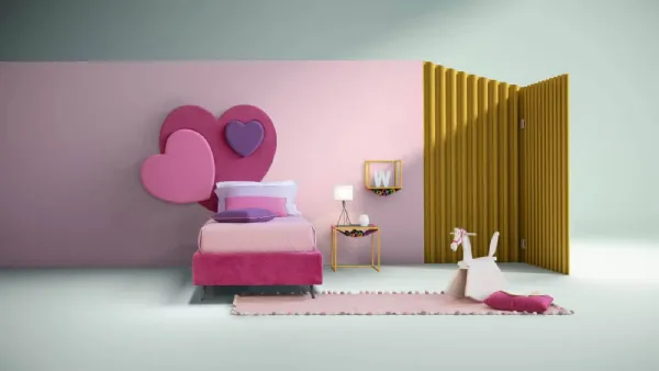 Letto moderno singolo con testiera a forma di cuore Sweet di Bside