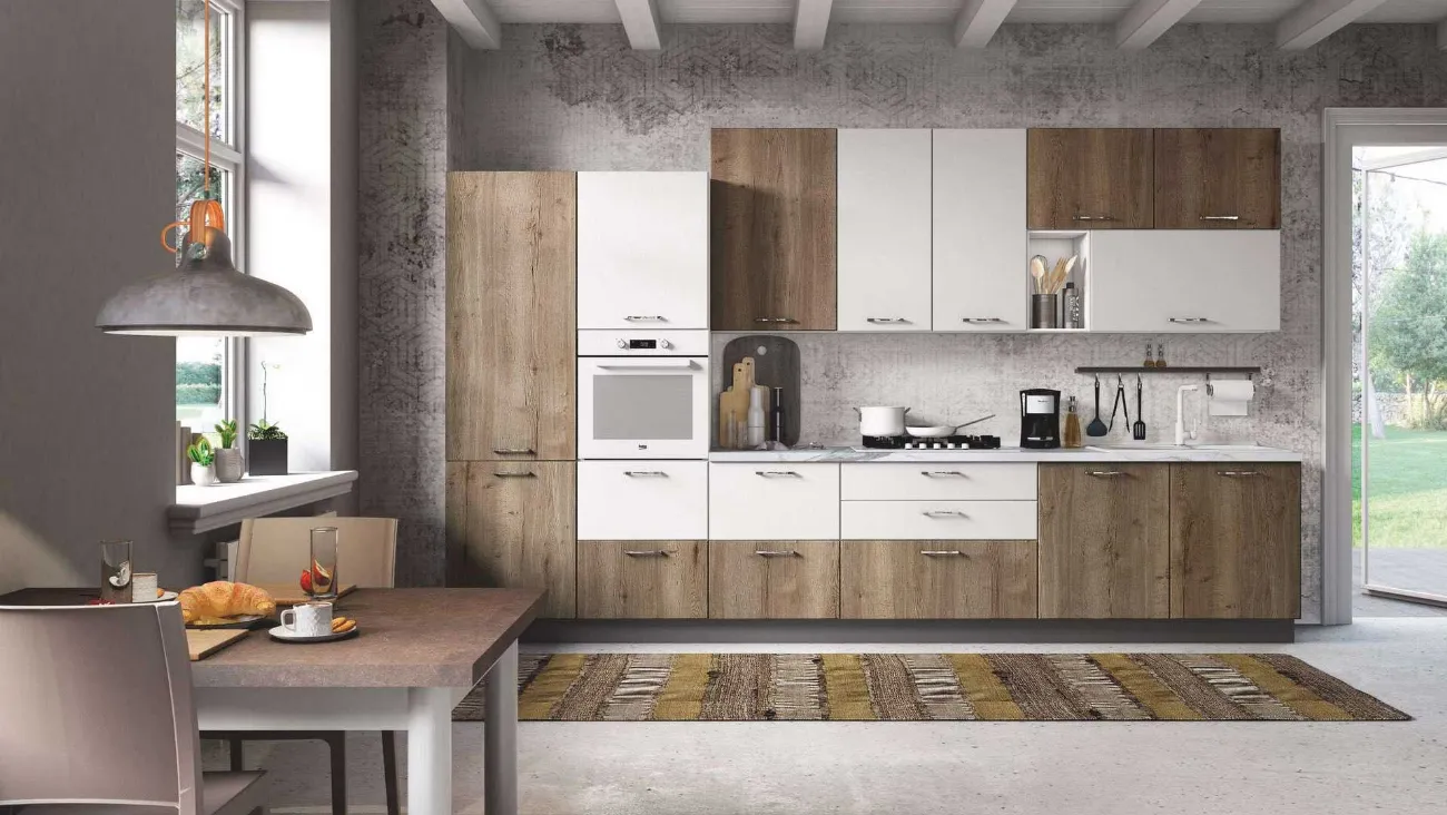 Cucina Moderna Ambra 05 Rovere Tabacco e Bianco di Net Cucine